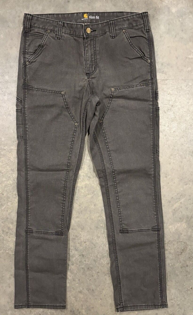 Carhartt Women Gray Slim Fit Workwear Pants Double Knee Cotton Spandex 6 Regular